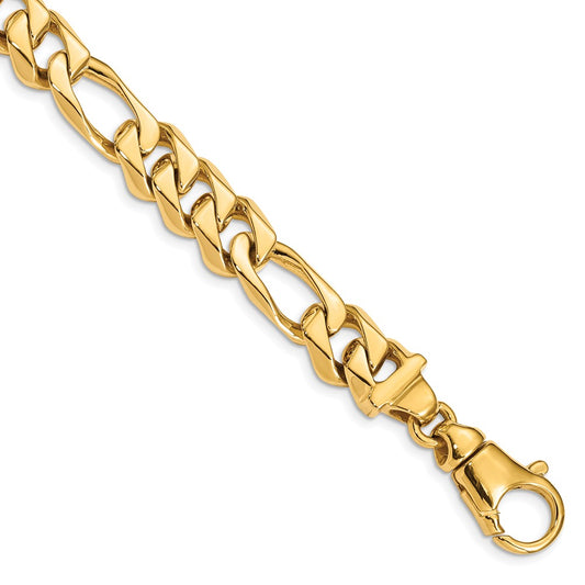 Solid 14K Yellow Gold 9 inch 10.9mm Hand Polished Fancy Link with Fancy Lobster Clasp Bracelet