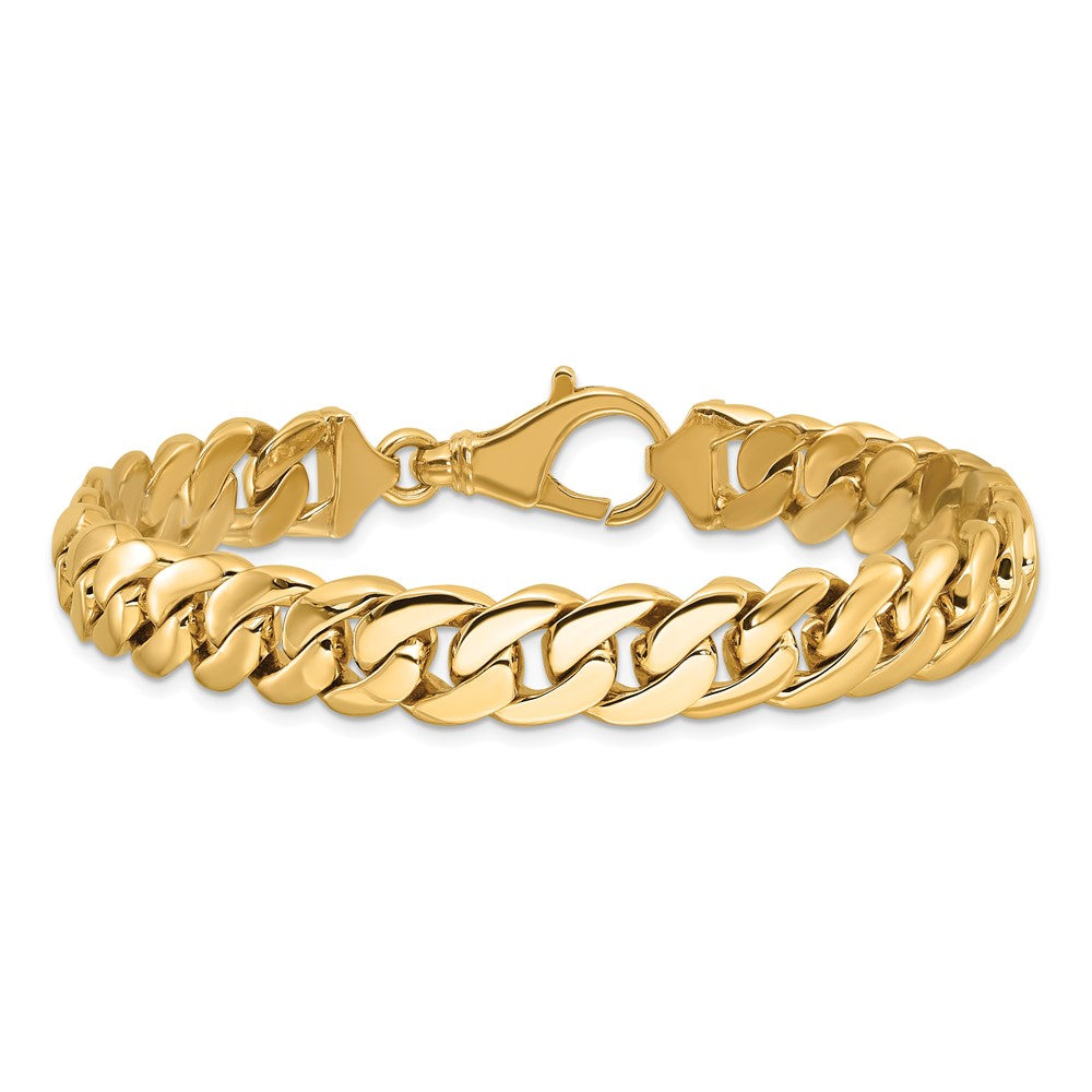 Solid 14K Two-tone Gold 8.5 inch 10.75mm Hand Polished Fancy Link with Fancy Lobster Clasp Bracelet