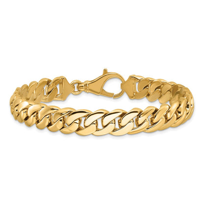 Solid 14K Two-tone Gold 8.5 inch 10.75mm Hand Polished Fancy Link with Fancy Lobster Clasp Bracelet