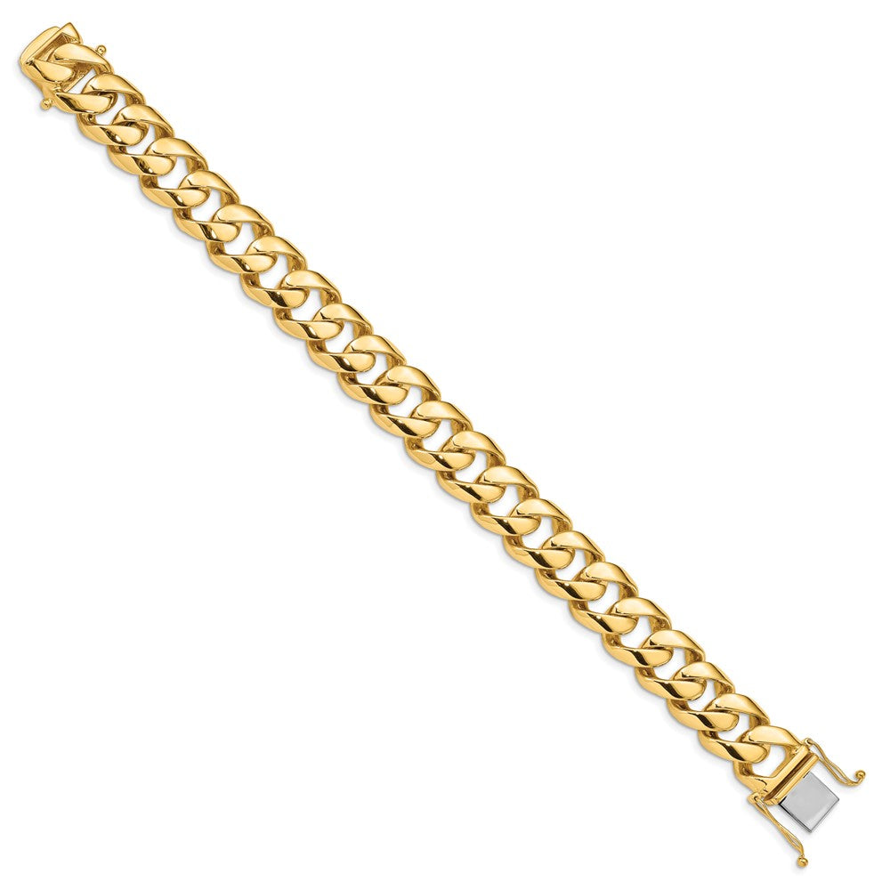 Solid 14K Yellow Gold 9 inch 16.15mm Hand Polished Fancy Link with Box Catch Clasp Bracelet