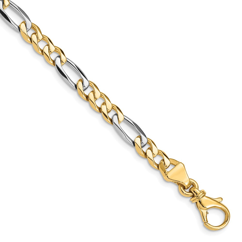 Solid 14K Two-tone Gold 8 inch 5.8mm Hand Polished Fancy Link with Fancy Lobster Clasp Bracelet