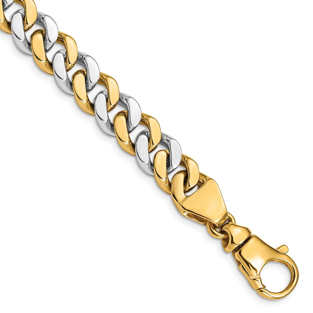 Solid 14K Two-tone Gold 22 inch 10mm Hand Polished Fancy Link with Fancy Lobster Clasp Chain Necklace