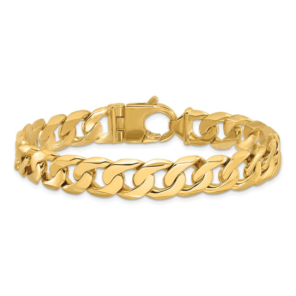 Solid 14K Yellow Gold 8.25 inch 11mm Hand Polished Fancy Link with Fancy Lobster Clasp Bracelet