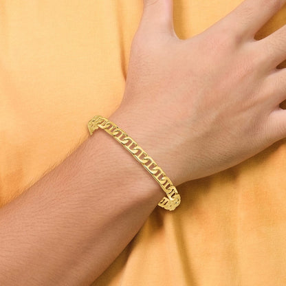 Solid 14K Yellow Gold 8 inch 6.5mm Hand Polished Fancy Anchor Link with Fancy Lobster Clasp Bracelet