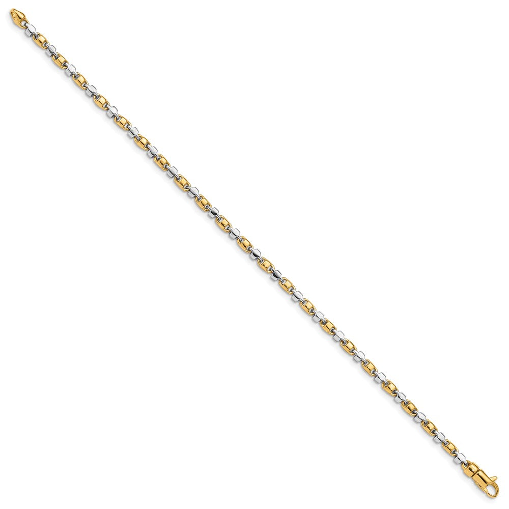 Solid 14K Two-tone Gold 7 inch 2.6mm Hand Polished Fancy Link with Lobster Clasp Bracelet