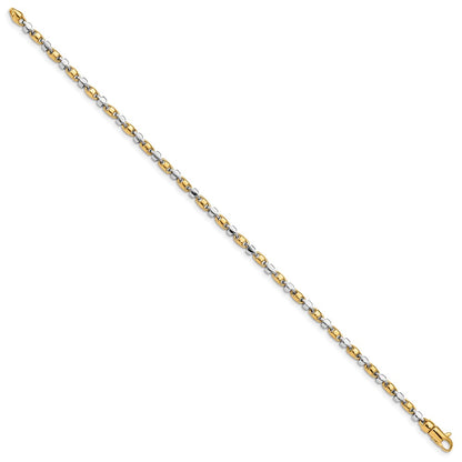 Solid 14K Two-tone Gold 7 inch 2.6mm Hand Polished Fancy Link with Lobster Clasp Bracelet