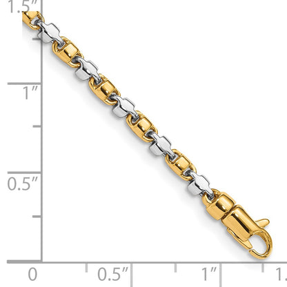 Solid 14K Two-tone Gold 7 inch 2.6mm Hand Polished Fancy Link with Lobster Clasp Bracelet