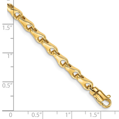 Solid 14K Yellow Gold 9 inch 3.9mm Hand Polished Fancy Link with Lobster Clasp Bracelet