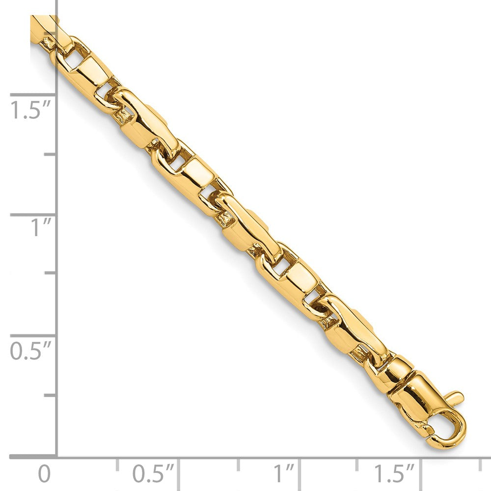 Solid 14K Yellow Gold 8 inch 4mm Hand Polished Fancy Link with Lobster Clasp Bracelet