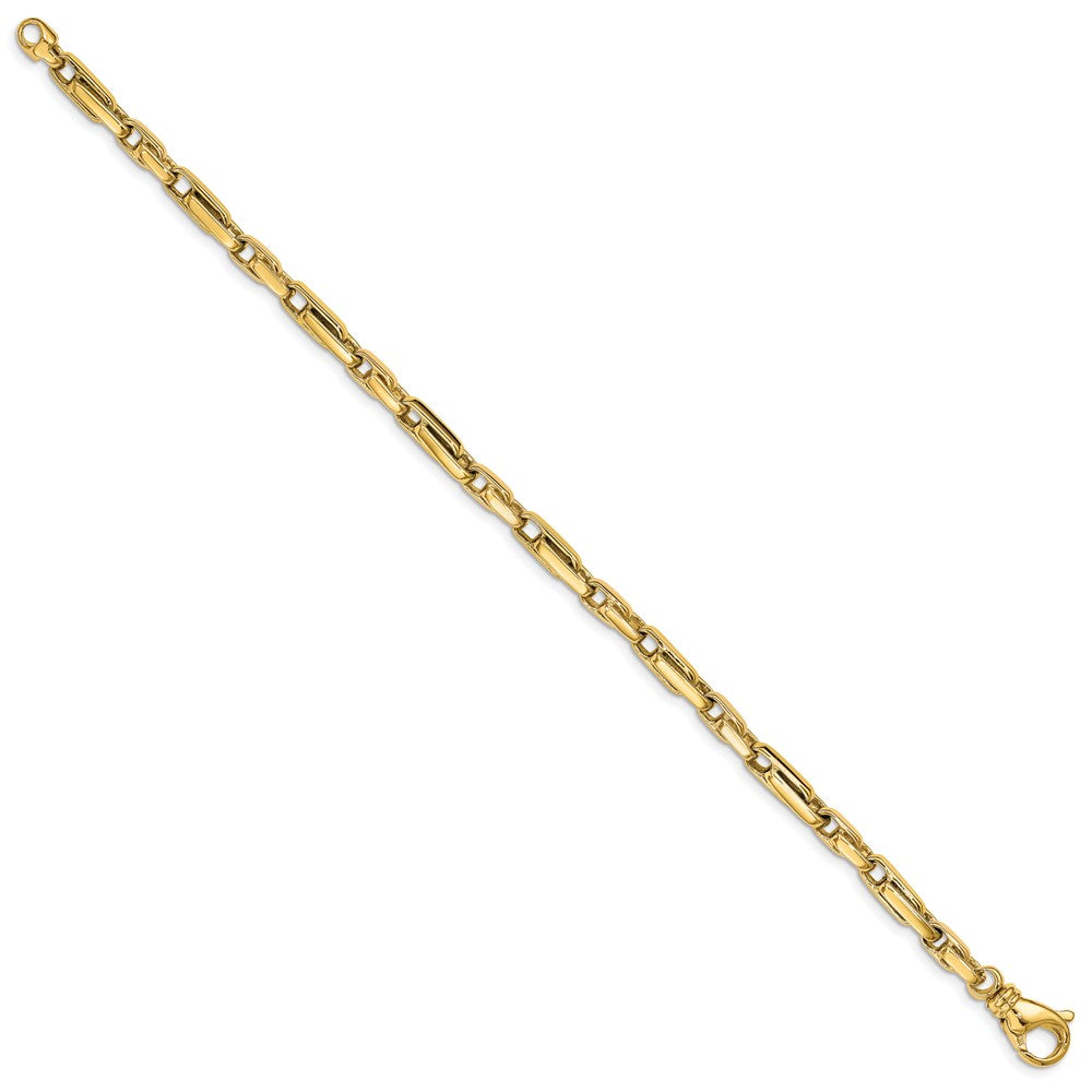 Solid 14K Yellow Gold 8.5 inch 5mm Hand Polished Fancy Link with Fancy Lobster Clasp Bracelet