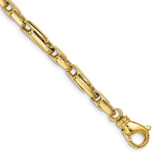 Solid 14K Yellow Gold 22 inch 5mm Hand Polished Fancy Link with Fancy Lobster Clasp Chain Necklace