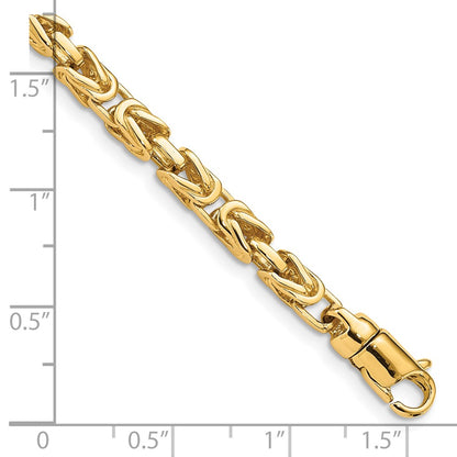 Solid 14K Yellow Gold 8.5 inch 4.1mm Hand Polished Byzantine Link with Lobster Clasp Bracelet