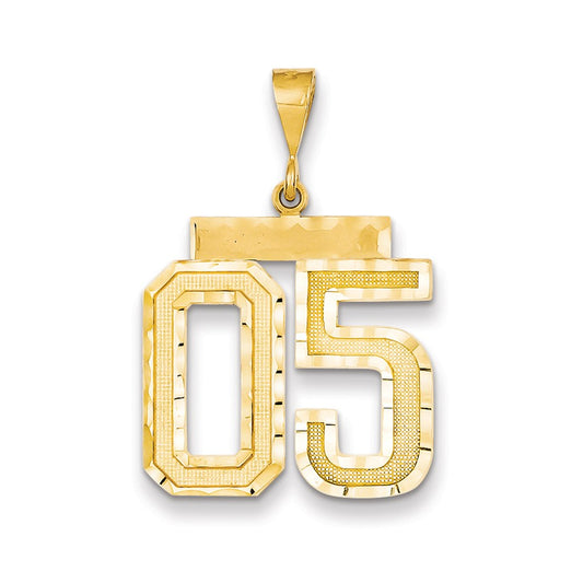 14k Yellow Gold Large Diamond-cut Number 05 on Top Charm