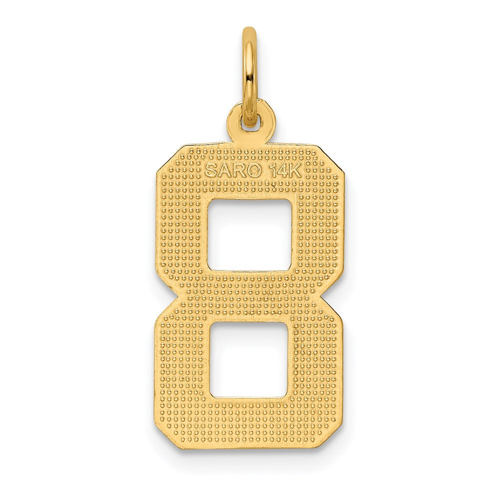 14k Yellow Gold Large Brushed Diamond-cut  Number 8 Charm