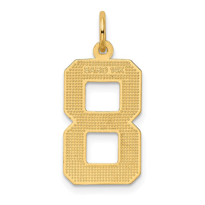 14k Yellow Gold Large Brushed Diamond-cut  Number 8 Charm