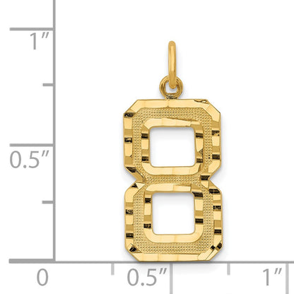 14k Yellow Gold Large Brushed Diamond-cut  Number 8 Charm