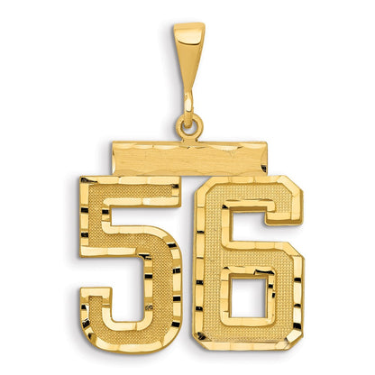 14k Yellow Gold Large Brushed Diamond-cut Number 56 Charm