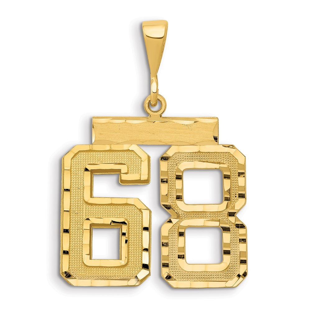 14k Yellow Gold Large Brushed Diamond-cut Number 68 Charm