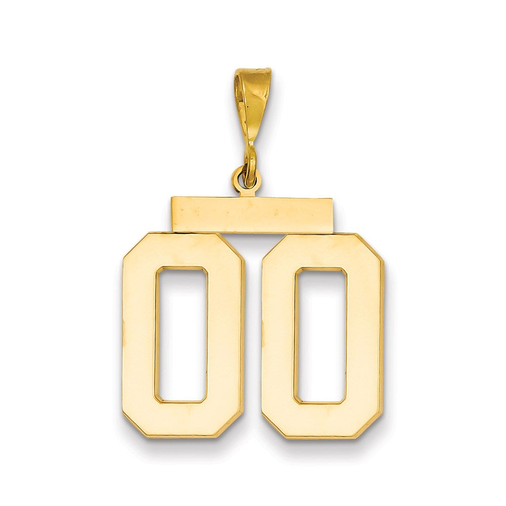 14k Yellow Gold Large Polished Number 00 on Top Charm