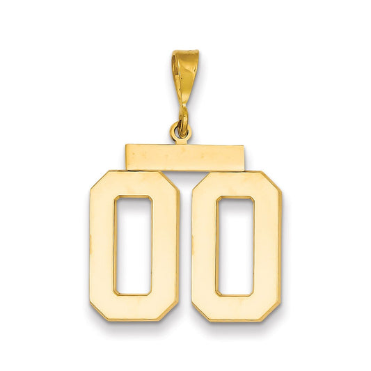 14k Yellow Gold Large Polished Number 00 on Top Charm