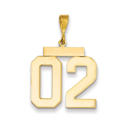 14k Yellow Gold Large Polished Number 02 on Top Charm
