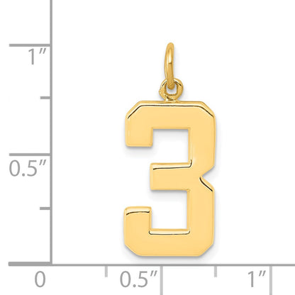 14k Yellow Gold Large Polished Number 3 Charm