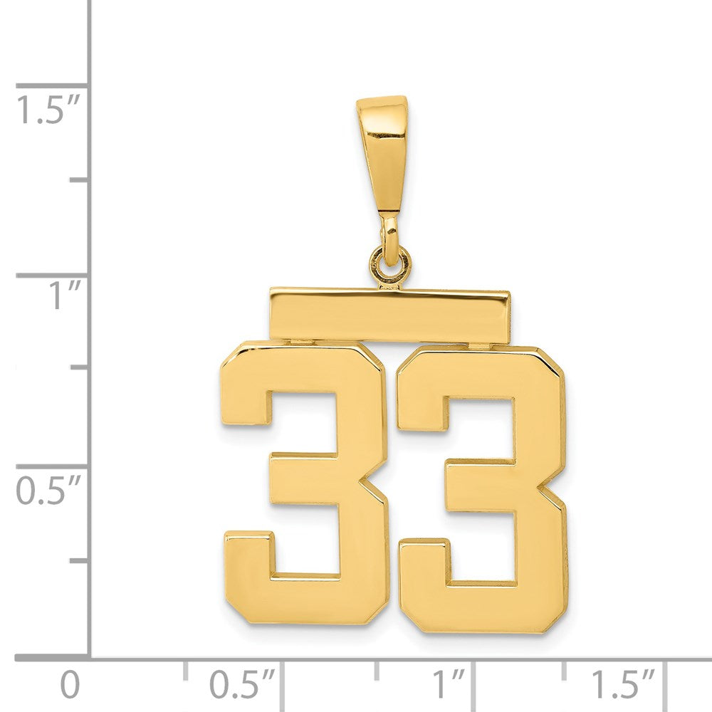 14k Yellow Gold Large Polished Number 33 Charm