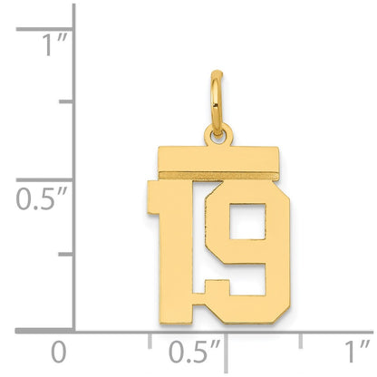 14k Yellow Gold Small Polished Number 19 Charm