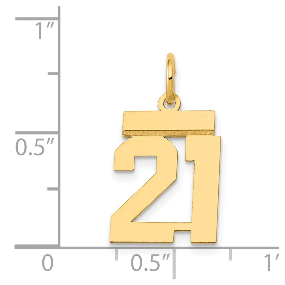 14k Yellow Gold Small Polished Number 21 Charm