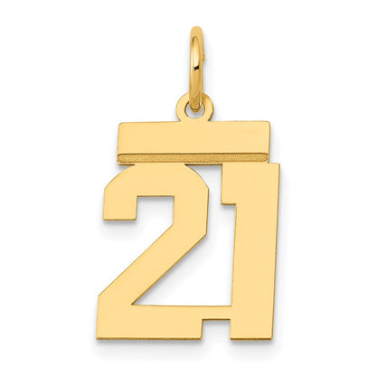 14k Yellow Gold Small Polished Number 21 Charm