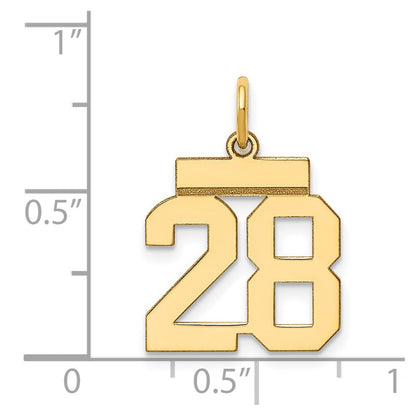 14k Yellow Gold Small Polished Number 28 Charm