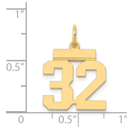 14k Yellow Gold Small Polished Number 32 Charm