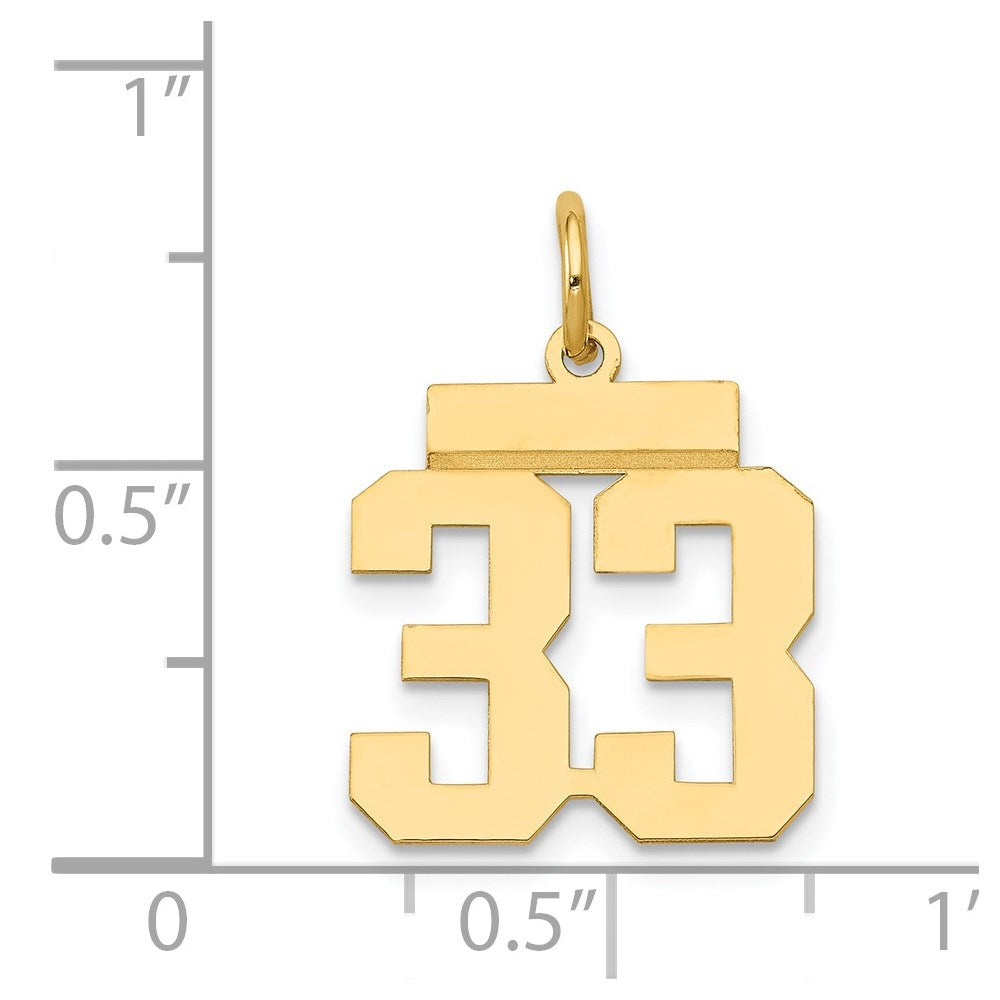 14k Yellow Gold Small Polished Number 33 Charm