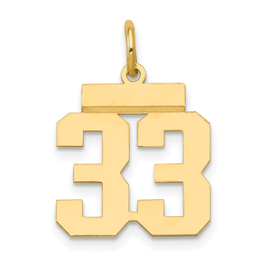 14k Yellow Gold Small Polished Number 33 Charm