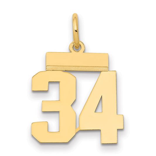 14k Yellow Gold Small Polished Number 34 Charm