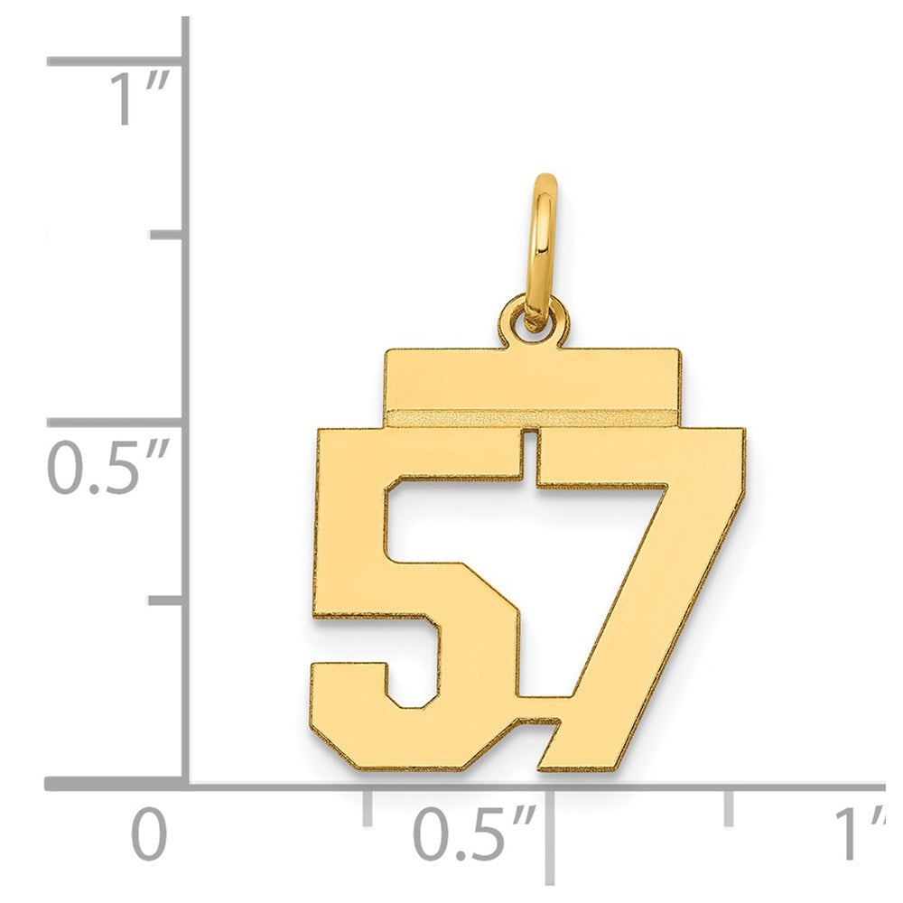 14k Yellow Gold Small Polished Number 57 Charm