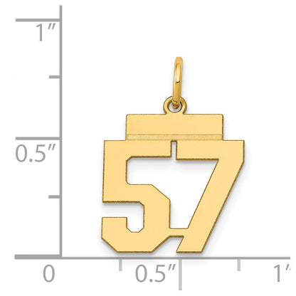 14k Yellow Gold Small Polished Number 57 Charm