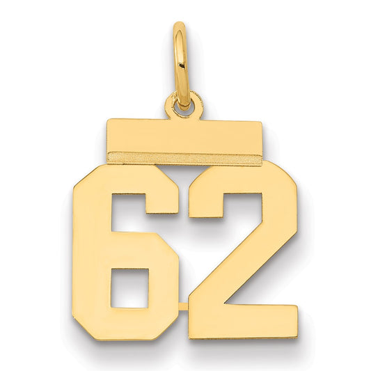 14k Yellow Gold Small Polished Number 62 Charm
