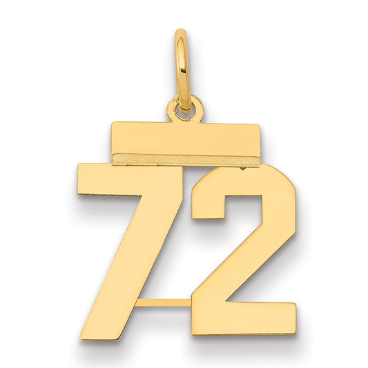 14k Yellow Gold Small Polished Number 72 Charm