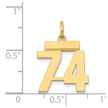 14k Yellow Gold Small Polished Number 74 Charm