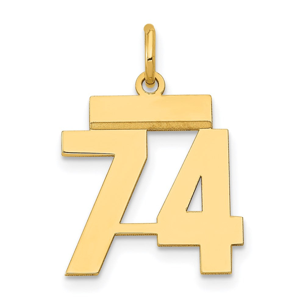 14k Yellow Gold Small Polished Number 74 Charm