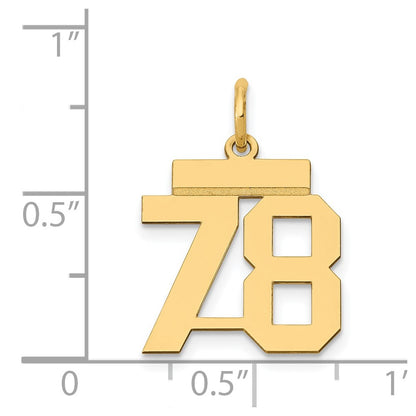 14k Yellow Gold Small Polished Number 78 Charm
