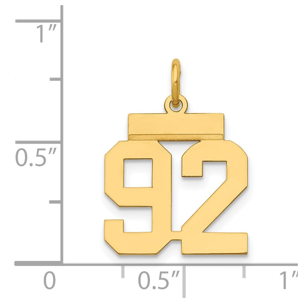 14k Yellow Gold Small Polished Number 92 Charm