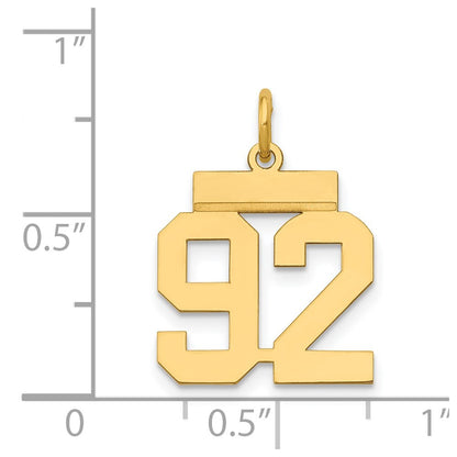 14k Yellow Gold Small Polished Number 92 Charm