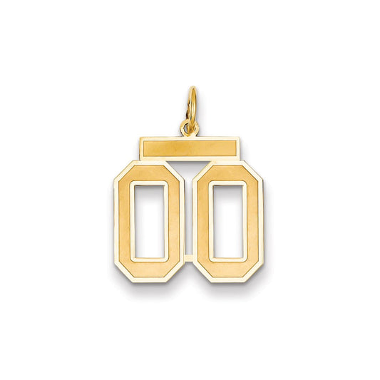 14k Yellow Gold Medium Satin Number 00 Charm