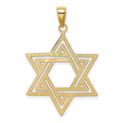 14k Yellow Gold Solid Polished Star of David Charm
