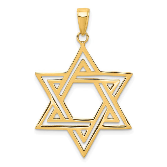 14k Yellow Gold Solid Polished Star of David Charm