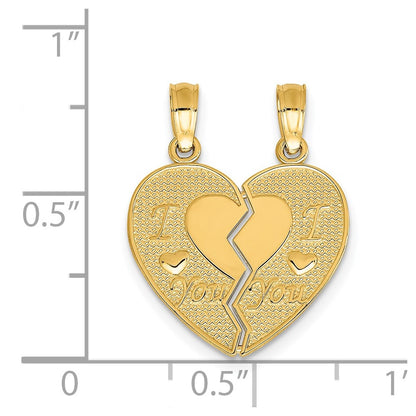 14k Yellow Gold I LOVE YOU Break Apart Heart Charm