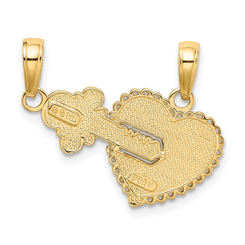 14k Yellow Gold Polished 2 Piece Break Apart HE WHO HOLDS THE KEY Charms