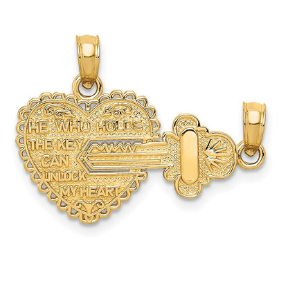14k Yellow Gold Polished 2 Piece Break Apart HE WHO HOLDS THE KEY Charms
